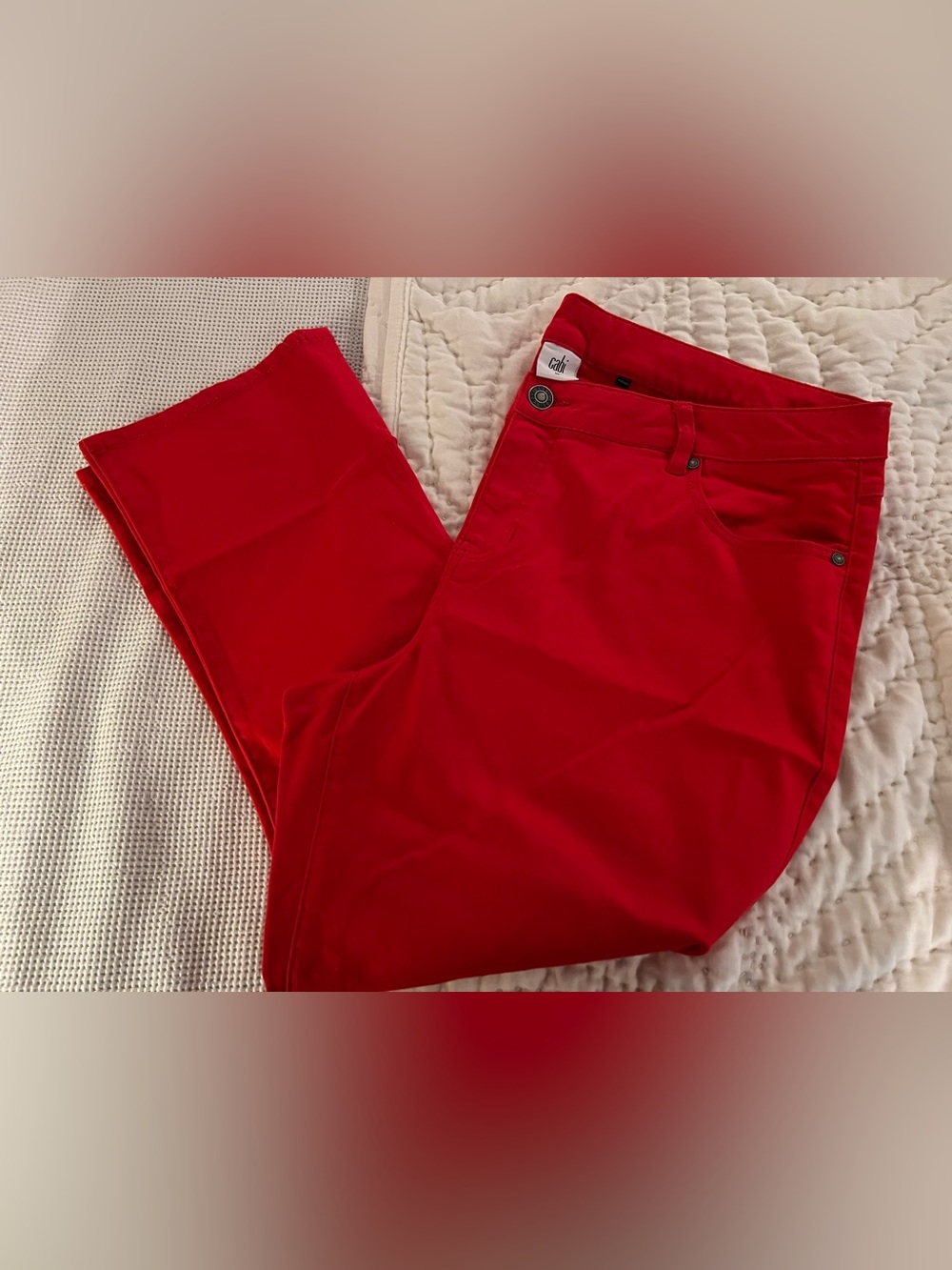 CAbi Red Kick-Back Flare Pants